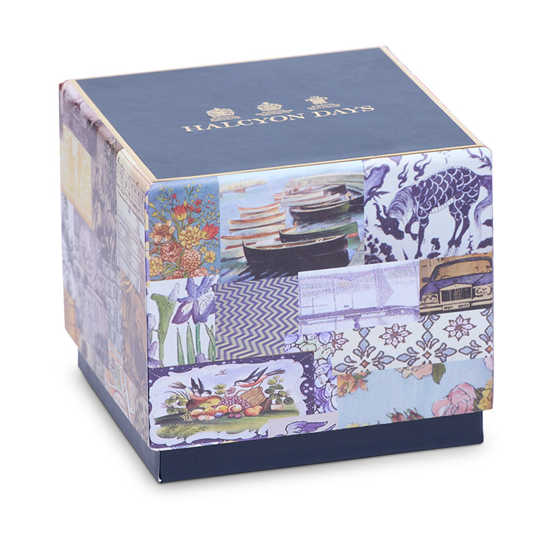 Halcyon days blue and white mug gift box packaging